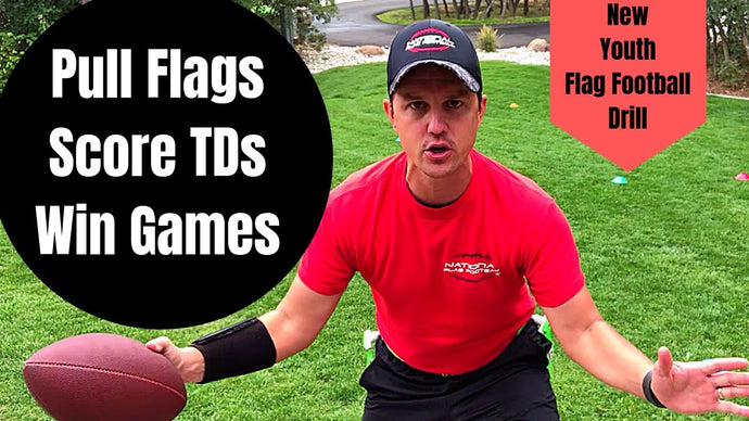 Youth Flag Football Drill for Kids - Cut Zone Pull - cutting, juking, flag pulling