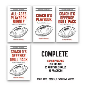 New Coach Bundle: Offense & Defense Plays, Practices, Drills, 10 Wristbands, and Equipment *First Time Coach FAVORITE*
