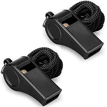 Load image into Gallery viewer, Hipat Whistle, 2 Packs Plastic Sports Whistles with Lanyard, Loud Crisp Sound Whistle Ideal for Coaches, Referees, and Officials (Color)