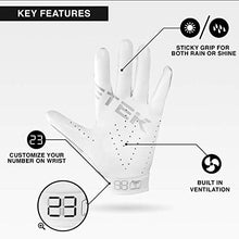 Load image into Gallery viewer, EliteTek RG-14 Football Gloves Youth and Adult (White/Silver, Youth M)