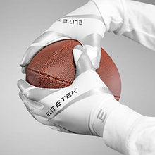 Load image into Gallery viewer, EliteTek RG-14 Football Gloves Youth and Adult (White/Silver, Youth M)