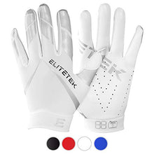 Load image into Gallery viewer, EliteTek RG-14 Football Gloves Youth and Adult (White/Silver, Youth M)