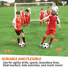 Load image into Gallery viewer, Pro Disc Cones (Set of 50) - Agility Soccer Cones with Carry Bag and Holder for Training, Football, Kids, Sports, Field Cone Markers - Includes Top 15 Drills eBook (Multi-Color)
