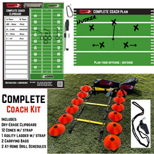 Load image into Gallery viewer, Coach&#39;s Kit - Clipboard, 12 Cones, Agility Ladder, and Drills