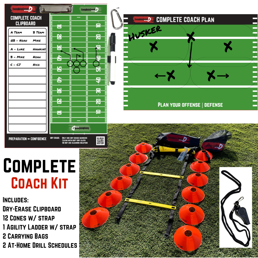 Crown Sporting Goods Football Coaching Kit - Set Includes Dry Erase  Clipboard and Whistle - Draw Up Plays, Run Drills, Practice Schemes for  Offense or Defense 