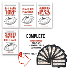Load image into Gallery viewer, Plug &amp; Play Bundle: Offense Plays, Practices, Drills &amp; 10 Wristbands