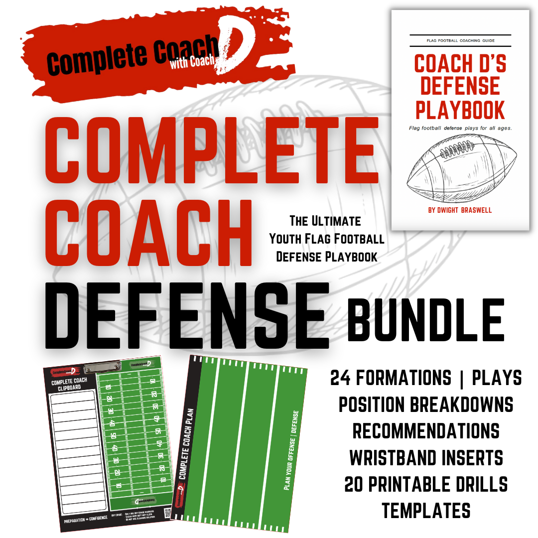 GET THE EDGE Complete Coach Bundle: 300+ Offense Plays (Situational Age Based), 24 Defense Formations, 40 Drills, 32 Practices, Agendas, 10
