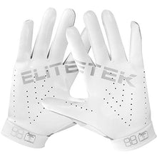 Load image into Gallery viewer, EliteTek RG-14 Football Gloves Youth and Adult (White/Silver, Youth M)