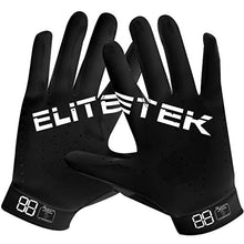 Load image into Gallery viewer, EliteTek RG-14 Football Gloves - Youth Football Gloves - Football Gloves Kids - Football Gloves Men(Black/Black, Youth S)