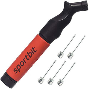 SPORTBIT Ball Pump with 5 needles - Push & Pull Inflating System - Great for All Sports balls - Volleyball Pump, Basketball Inflator, Football & Soccer Ball Air Pump - Goes with Needles Set and E-Book